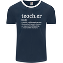 Teacher Maths English Science Sport Funny Mens Ringer T-Shirt FotL Navy Blue/White