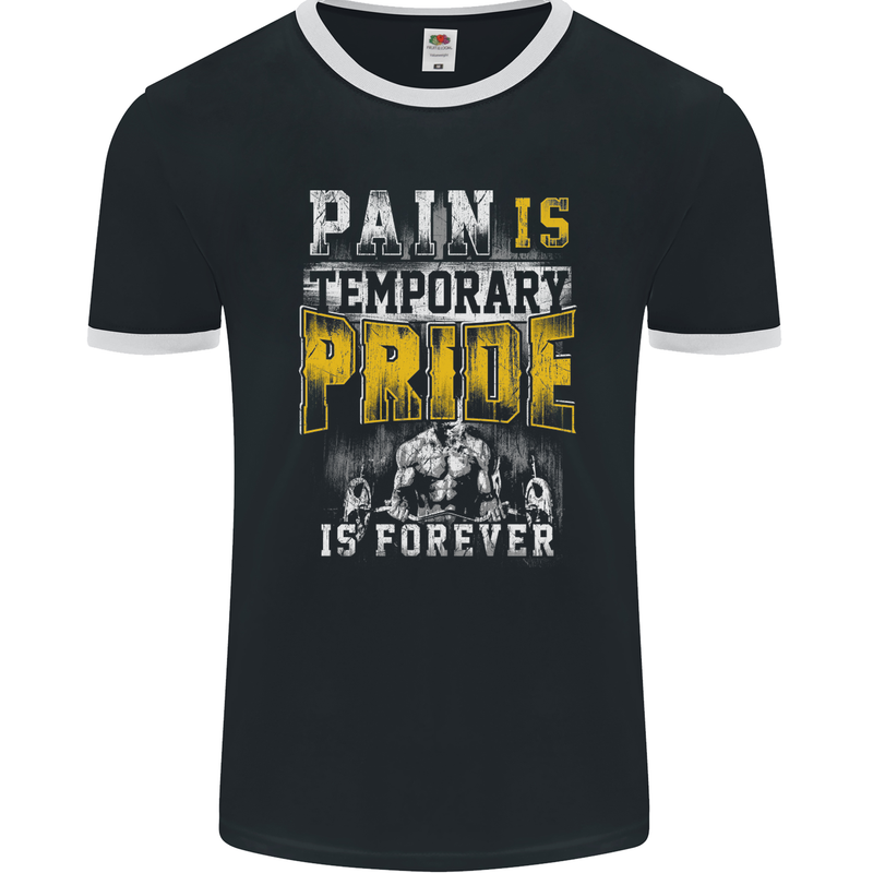 Pain Gym Training Top Bodybuilding Workout Mens Ringer T-Shirt FotL Black/White