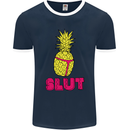 Pineapple Slut Funny Movie Theme Mens Ringer T-Shirt FotL Navy Blue/White