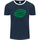 Kiss Me I'm Irish St. Patrick's Day Mens Ringer T-Shirt FotL Navy Blue/White