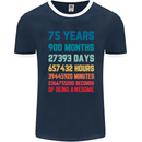 75th Birthday 75 Year Old Mens Ringer T-Shirt FotL Navy Blue/White