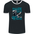 Shark Ahead Funny Diver Scuba Diving Mens Ringer T-Shirt FotL Black/White