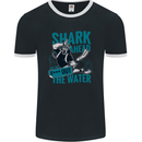 Shark Ahead Funny Diver Scuba Diving Mens Ringer T-Shirt FotL Black/White