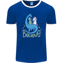 Believe in Dragons Unicorns Aliens Funny Mens Ringer T-Shirt FotL Royal Blue/White