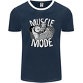 Gym Muscle Mode Bodybuilding Weightlifting Mens Ringer T-Shirt FotL Navy Blue/White