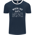 When I Die Motorbike Motorcycle Biker Mens Ringer T-Shirt FotL Navy Blue/White