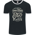 Super Motor Cafe Racer Motorcycle Biker Mens Ringer T-Shirt FotL Black/White
