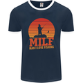 MILF Fishing Funny Fisherman Father's Day Mens Ringer T-Shirt FotL Navy Blue/White