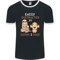 Easily Distracted Dogs & Sloths Funny ADHD Mens Ringer T-Shirt FotL Black/White