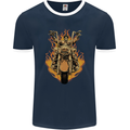 Skeleton Motorcycle Rider Mens Ringer T-Shirt FotL Navy Blue/White