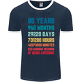 80th Birthday 80 Year Old Mens Ringer T-Shirt FotL Navy Blue/White