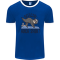 Funny Sloth Yoga Mens Ringer T-Shirt Royal Blue/White