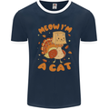 Thanksgiving Christmas Turkey I'm a Cat Mens Ringer T-Shirt FotL Navy Blue/White