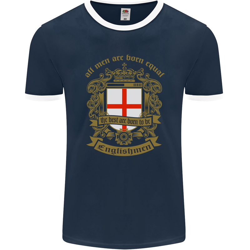 All Men Are Born Equal English England Mens Ringer T-Shirt FotL Navy Blue/White