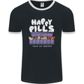 Cats Happy Pills Antidepressant Mens Ringer T-Shirt FotL Black/White