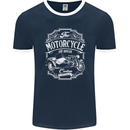 Motorcycle and Sidecar Biker Motorbike Mens Ringer T-Shirt FotL Navy Blue/White