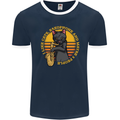 I Like Cats, Saxophones & Maybe 3 People Mens Ringer T-Shirt FotL Navy Blue/White