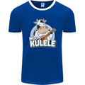 Mookulele Funny Cow Playing Ukulele Guitar Mens Ringer T-Shirt FotL Royal Blue/White