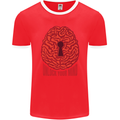 Unlock Your Mind Intelligence Psychology Mens Ringer T-Shirt FotL Red/White