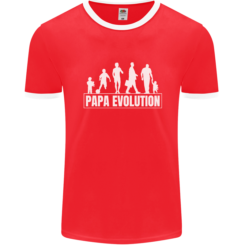 Papa Evolution Fathers Day Mens Ringer T-Shirt FotL Red/White