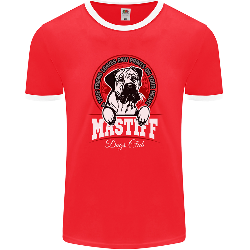 Mastiff Heart Funny Dog Mens Ringer T-Shirt FotL Red/White