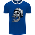 Old Sailor Skull Sailing Captain Mens Ringer T-Shirt FotL Royal Blue/White