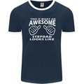 Awesome Stepdad Funny Father's Day Step Dad Mens Ringer T-Shirt FotL Navy Blue/White