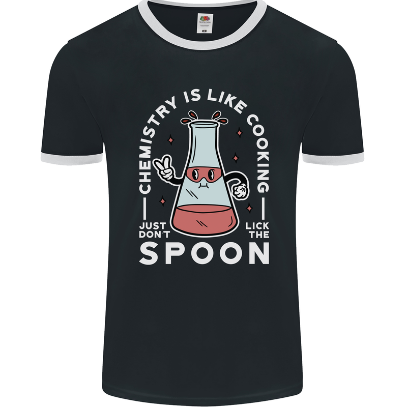 Chemistry is Like Cooking Funny Science Mens Ringer T-Shirt FotL Black/White