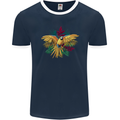 Maacaw Parrot In the Jungle Mens Ringer T-Shirt FotL Navy Blue/White