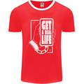 Get a Real Life Antisocial Phone Addict Mens Ringer T-Shirt FotL Red/White
