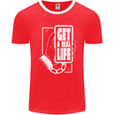 Get a Real Life Antisocial Phone Addict Mens Ringer T-Shirt FotL Red/White