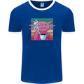 Grumpy Axolotl With Coffee Mens Ringer T-Shirt FotL Royal Blue/White