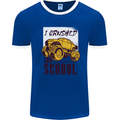 I Crushed 100 Days of School Monster Truck Mens White Ringer T-Shirt Royal Blue/White