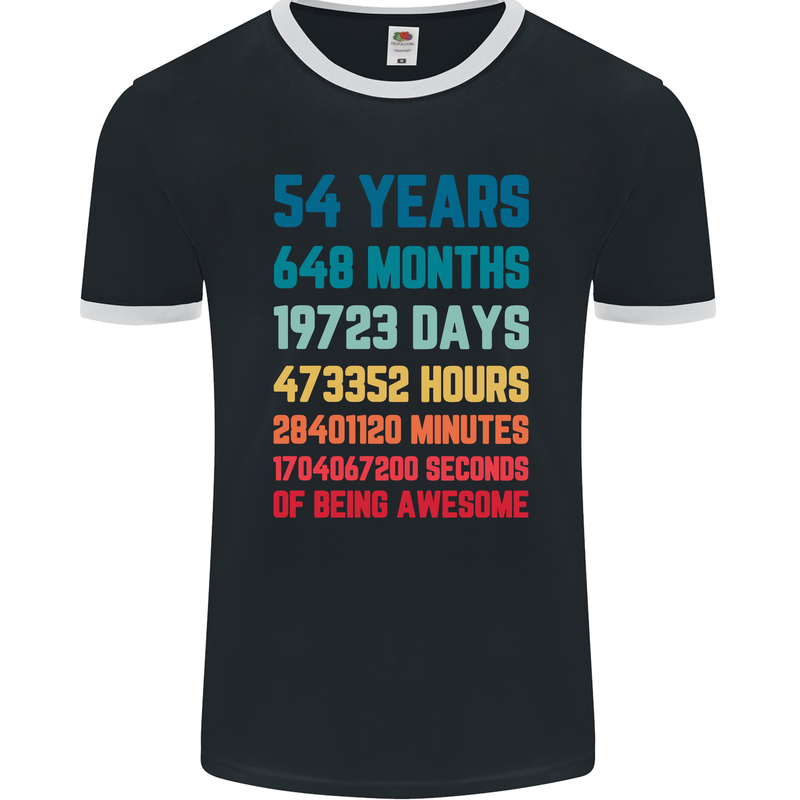 54th Birthday 54 Year Old Mens Ringer T-Shirt FotL Black/White