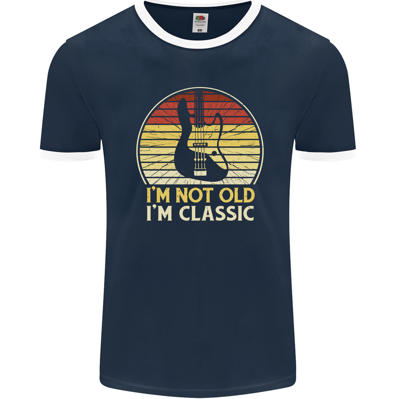 Im Not Old Classic Guitar Rock n Roll Punk Mens Ringer T-Shirt FotL Navy Blue/White