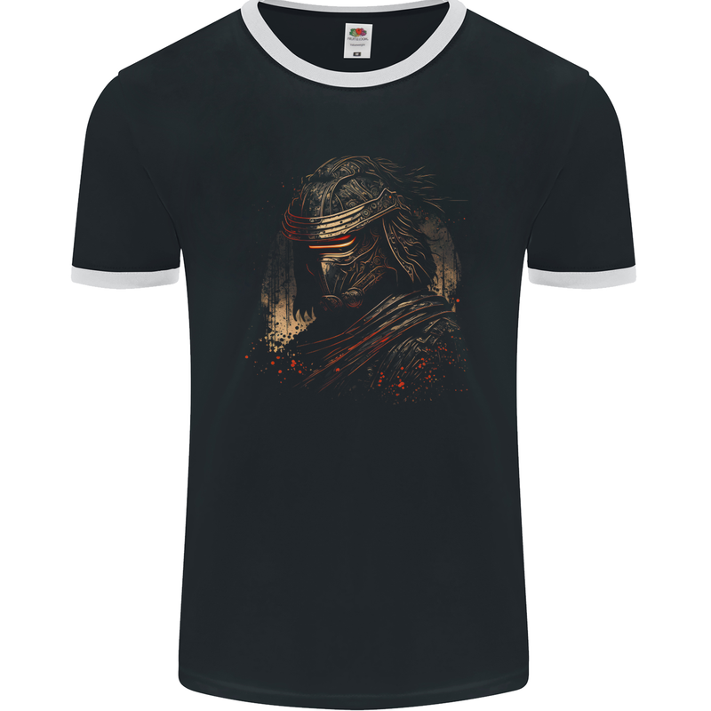 Samurai Assassin Japanese Fantasy Warrior Mens Ringer T-Shirt FotL Black/White