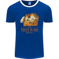 Religion Christianity Bible Trust in Lion Mens Ringer T-Shirt FotL Royal Blue/White