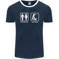 Hunting Problem Solved Funny Hunter Mens Ringer T-Shirt FotL Navy Blue/White