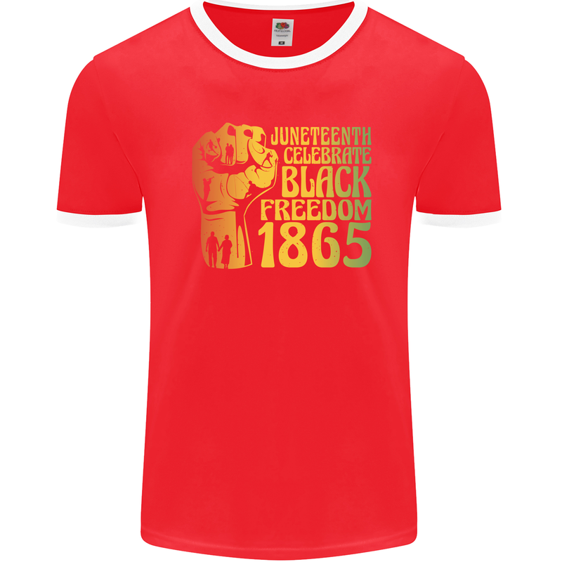 Juneteenth Black Lives Matter Freedom Mens Ringer T-Shirt FotL Red/White