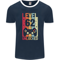 62nd Birthday 62 Year Old Level Up Gamming Mens Ringer T-Shirt FotL Navy Blue/White