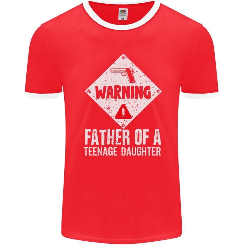 Fathers Day Teenage Daughter Funny Dad Mens Ringer T-Shirt FotL Red/White