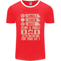 Single Dad Funny Fathers Day Offensive Rude Mens Ringer T-Shirt FotL Red/White