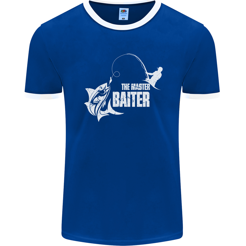 Fishing the Master Baiter Funny Fisherman Mens Ringer T-Shirt FotL Royal Blue/White