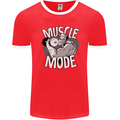 Gym Muscle Mode Bodybuilding Weightlifting Mens Ringer T-Shirt FotL Red/White