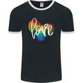 LGBT Love Gay Pride Day Awareness Mens Ringer T-Shirt FotL Black/White