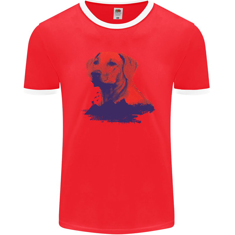 Golden Retriever Mountains Mens Ringer T-Shirt FotL Red/White