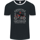Lifestyle Cafe Racer Biker Motorcycle Mens Ringer T-Shirt FotL Black/White