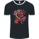 Japanese Fantasy Dragon Mens Ringer T-Shirt FotL Black/White