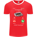 Liverpool Is Calling Funny Football Mens Ringer T-Shirt FotL Red/White