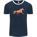 A Galloping Horse Equestrian Mens Ringer T-Shirt FotL Navy Blue/White